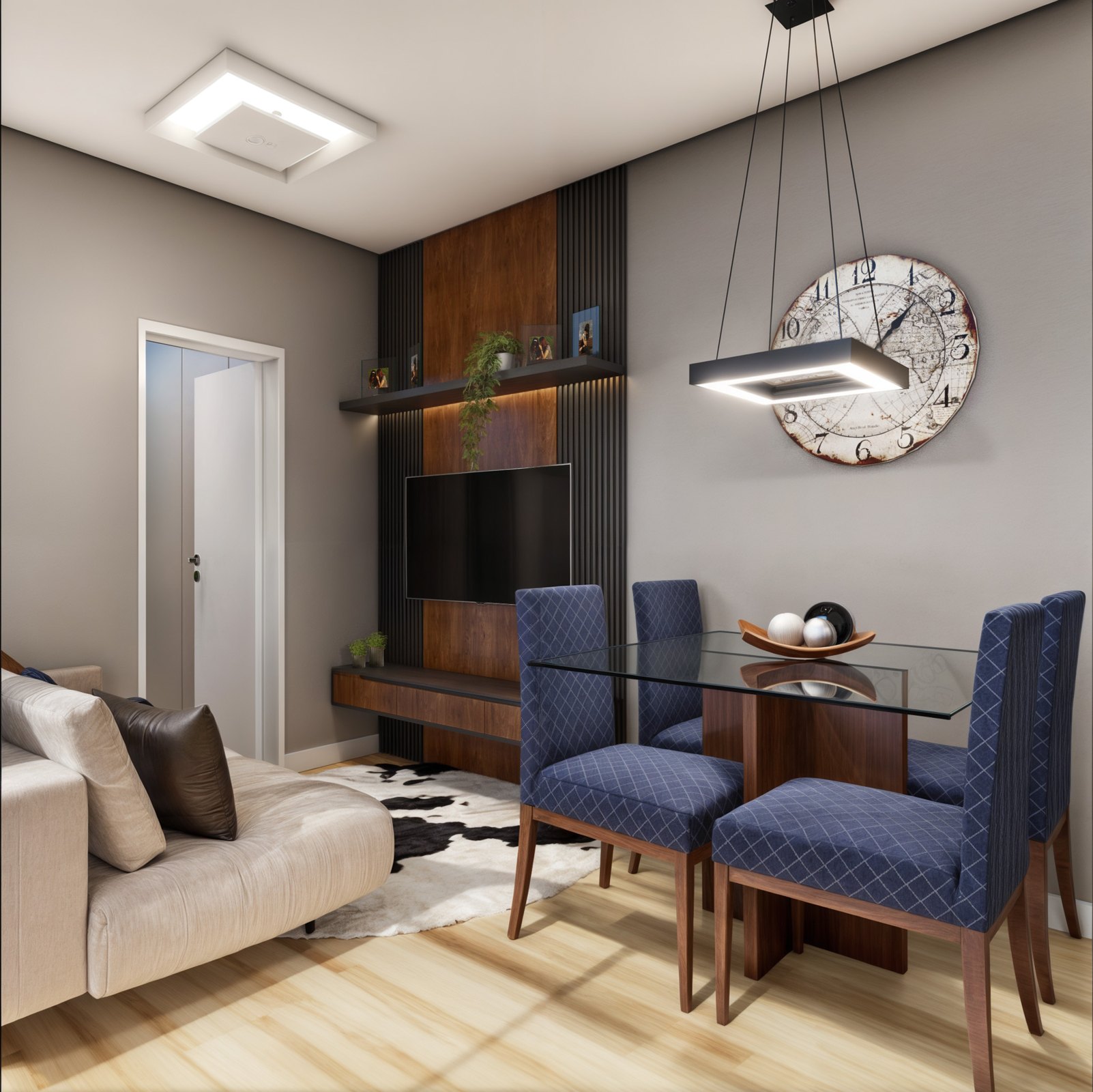 Sala e jantar do apartamento